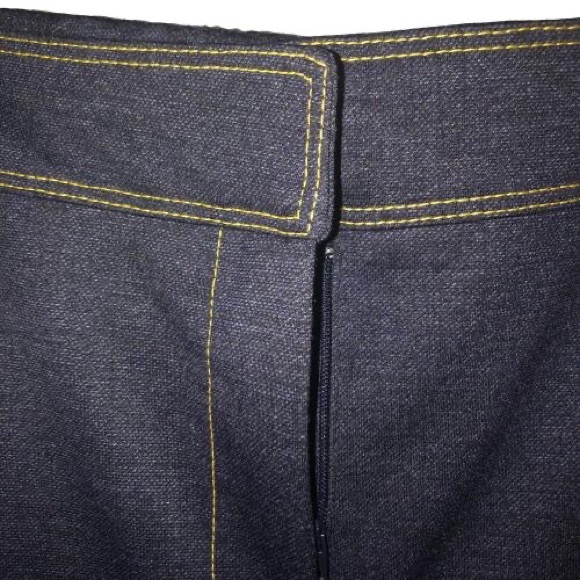 Tahari Navy Denim Flexible Waist Zipper Pointe Knit Pants - Picture 3 of 15